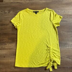 INC International Concepts Yellow Gathered Side Tee